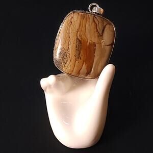 Picture Jasper Sterling Silver Pendant Necklace, Large 1.75 Inch Stone
